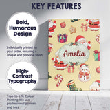 Personalised Name Cute Santa Claus Mrs Custom  Modern Room Accent Elegant Feature Canvas Wall Art Print Decor Picture Ready to Hang