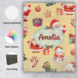 Personalised Name Cute Santa Claus Mrs Custom  Modern Room Accent Elegant Feature Canvas Wall Art Print Decor Picture Ready to Hang