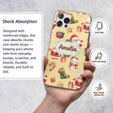 Cute Santa Claus Mrs Claus Snowman Christmas Gift Custom Name Protective Phone Case Mobile Cover Durable Everyday Smartphone Shock Resistant