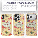 Cute Santa Claus Mrs Claus Snowman Christmas Gift Custom Name Protective Phone Case Mobile Cover Durable Everyday Smartphone Shock Resistant