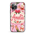Cute Santa Claus Mrs Claus Snowman Christmas Gift Custom Name Protective Phone Case Mobile Cover Durable Everyday Smartphone Shock Resistant
