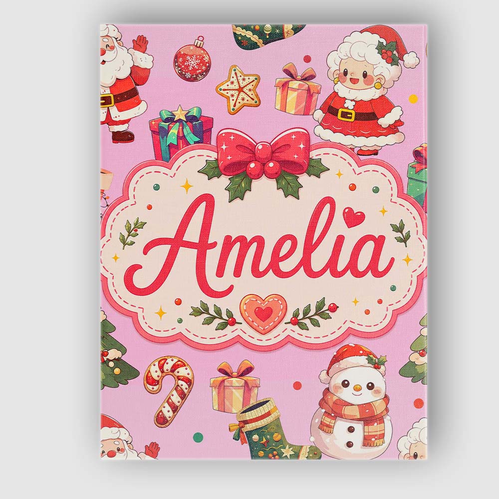 Personalised Name Cute Santa Claus Mrs Custom  Modern Room Accent Elegant Feature Canvas Wall Art Print Decor Picture Ready to Hang