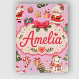 Personalised Name Cute Santa Claus Mrs Custom  Modern Room Accent Elegant Feature Canvas Wall Art Print Decor Picture Ready to Hang