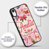 Cute Santa Claus Mrs Claus Snowman Christmas Gift Custom Name Protective Phone Case Mobile Cover Durable Everyday Smartphone Shock Resistant