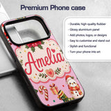 Cute Santa Claus Mrs Claus Snowman Christmas Gift Custom Name Protective Phone Case Mobile Cover Durable Everyday Smartphone Shock Resistant