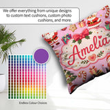 Custom Name Cute Santa Claus Mrs Claus Christmas Candy Cane Pink Square Filled Cushion Throw Pillow Sofa Bed Home Decor Zip Washable UK Made
