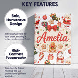 Personalised Name Cute Santa Claus Mrs Custom  Modern Room Accent Elegant Feature Canvas Wall Art Print Decor Picture Ready to Hang