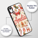 Cute Santa Claus Mrs Claus Snowman Christmas Gift Custom Name Protective Phone Case Mobile Cover Durable Everyday Smartphone Shock Resistant
