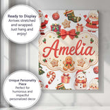 Personalised Name Cute Santa Claus Mrs Custom  Modern Room Accent Elegant Feature Canvas Wall Art Print Decor Picture Ready to Hang
