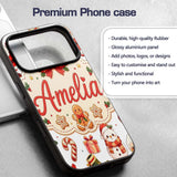 Cute Santa Claus Mrs Claus Snowman Christmas Gift Custom Name Protective Phone Case Mobile Cover Durable Everyday Smartphone Shock Resistant