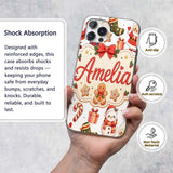 Cute Santa Claus Mrs Claus Snowman Christmas Gift Custom Name Protective Phone Case Mobile Cover Durable Everyday Smartphone Shock Resistant