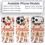 Cute Santa Claus Mrs Claus Snowman Christmas Gift Custom Name Protective Phone Case Mobile Cover Durable Everyday Smartphone Shock Resistant