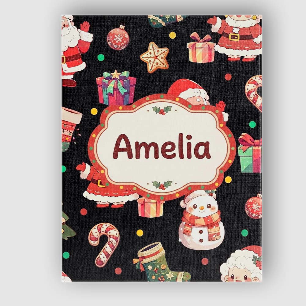 Personalised Name Cute Santa Claus Mrs Custom  Modern Room Accent Elegant Feature Canvas Wall Art Print Decor Picture Ready to Hang
