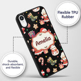 Cute Santa Claus Mrs Claus Snowman Christmas Gift Custom Name Protective Phone Case Mobile Cover Durable Everyday Smartphone Shock Resistant