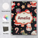 Personalised Name Cute Santa Claus Mrs Custom  Modern Room Accent Elegant Feature Canvas Wall Art Print Decor Picture Ready to Hang