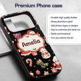 Cute Santa Claus Mrs Claus Snowman Christmas Gift Custom Name Protective Phone Case Mobile Cover Durable Everyday Smartphone Shock Resistant