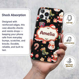 Cute Santa Claus Mrs Claus Snowman Christmas Gift Custom Name Protective Phone Case Mobile Cover Durable Everyday Smartphone Shock Resistant