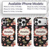 Cute Santa Claus Mrs Claus Snowman Christmas Gift Custom Name Protective Phone Case Mobile Cover Durable Everyday Smartphone Shock Resistant