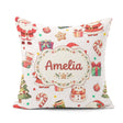Custom Name Santa Claus Mrs Claus Snowman Christmas Candy Cane Square Filled Cushion Throw Pillow Sofa Bed Home Decor Zip Washable UK Made