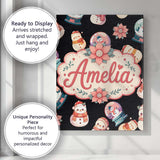 Personalised Name Cute Snowman Snow Globe Custom  Unique Gift Idea Elegant Feature Canvas Wall Art Print Decor Picture Ready to Hang