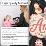 Cute Snowman Snow Globe Poinsettia Flower Christmas Pattern Black  Personalised Custom Name Super Soft Fleece Blanket Bed Sofa Throw
