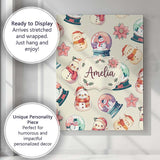 Personalised Name Cute Snowman Snow Globe Custom  Unique Gift Idea Elegant Feature Canvas Wall Art Print Decor Picture Ready to Hang
