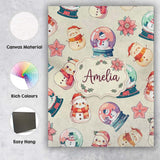 Personalised Name Cute Snowman Snow Globe Custom  Unique Gift Idea Elegant Feature Canvas Wall Art Print Decor Picture Ready to Hang