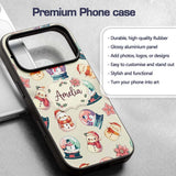Cute Snowman Snow Globe Poinsettia Printed Design Custom Name Protective Phone Case Mobile Cover Durable Everyday Smartphone Shock Resistant