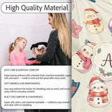 Cute Snowman Snow Globe Poinsettia Flower Christmas Pattern Cream  Personalised Custom Name Super Soft Fleece Blanket Bed Sofa Throw