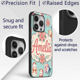 Cute Snowman Snow Globe Poinsettia Printed Design Custom Name Protective Phone Case Mobile Cover Durable Everyday Smartphone Shock Resistant