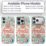 Cute Snowman Snow Globe Poinsettia Printed Design Custom Name Protective Phone Case Mobile Cover Durable Everyday Smartphone Shock Resistant
