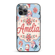 Cute Snowman Snow Globe Poinsettia Printed Design Custom Name Protective Phone Case Mobile Cover Durable Everyday Smartphone Shock Resistant