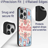 Cute Snowman Snow Globe Poinsettia Printed Design Custom Name Protective Phone Case Mobile Cover Durable Everyday Smartphone Shock Resistant