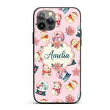 Cute Snowman Snow Globe Poinsettia Printed Design Custom Name Protective Phone Case Mobile Cover Durable Everyday Smartphone Shock Resistant
