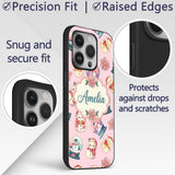 Cute Snowman Snow Globe Poinsettia Printed Design Custom Name Protective Phone Case Mobile Cover Durable Everyday Smartphone Shock Resistant