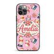 Cute Snowman Snow Globe Poinsettia Printed Design Custom Name Protective Phone Case Mobile Cover Durable Everyday Smartphone Shock Resistant