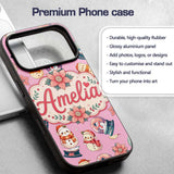 Cute Snowman Snow Globe Poinsettia Printed Design Custom Name Protective Phone Case Mobile Cover Durable Everyday Smartphone Shock Resistant