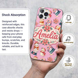 Cute Snowman Snow Globe Poinsettia Printed Design Custom Name Protective Phone Case Mobile Cover Durable Everyday Smartphone Shock Resistant