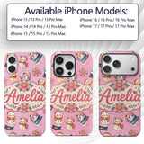 Cute Snowman Snow Globe Poinsettia Printed Design Custom Name Protective Phone Case Mobile Cover Durable Everyday Smartphone Shock Resistant