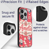 Cute Snowman Snow Globe Poinsettia Printed Design Custom Name Protective Phone Case Mobile Cover Durable Everyday Smartphone Shock Resistant
