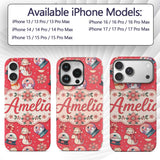 Cute Snowman Snow Globe Poinsettia Printed Design Custom Name Protective Phone Case Mobile Cover Durable Everyday Smartphone Shock Resistant