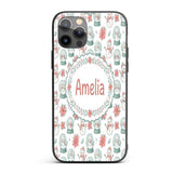 Cute Snowman Snow Globe Poinsettia Printed Design Custom Name Protective Phone Case Mobile Cover Durable Everyday Smartphone Shock Resistant