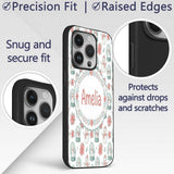 Cute Snowman Snow Globe Poinsettia Printed Design Custom Name Protective Phone Case Mobile Cover Durable Everyday Smartphone Shock Resistant