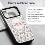 Cute Snowman Snow Globe Poinsettia Printed Design Custom Name Protective Phone Case Mobile Cover Durable Everyday Smartphone Shock Resistant