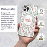 Cute Snowman Snow Globe Poinsettia Printed Design Custom Name Protective Phone Case Mobile Cover Durable Everyday Smartphone Shock Resistant