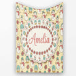 Cute Snowman Snow Globe Poinsettia Flower Christmas Pattern Yellow  Personalised Custom Name Super Soft Fleece Blanket Bed Sofa Throw