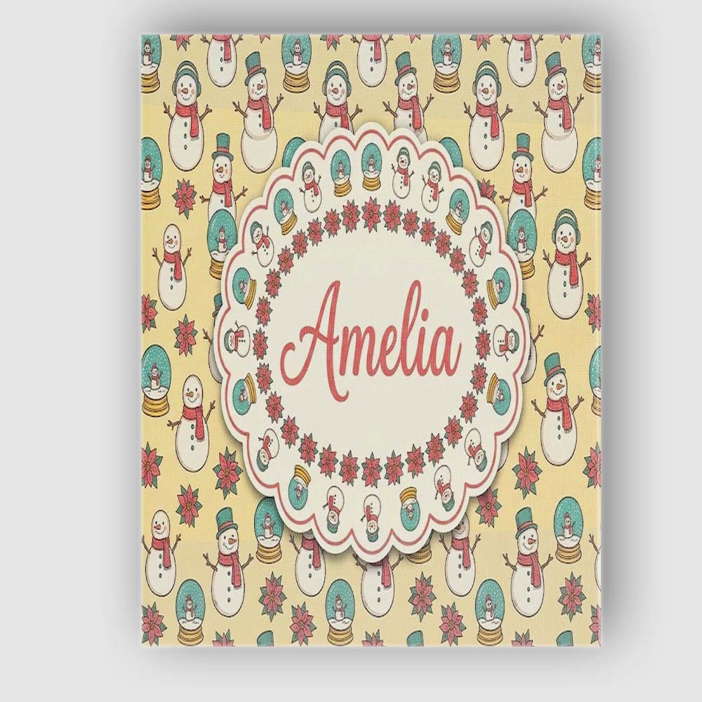 Personalised Name Cute Snowman Snow Globe Custom  Unique Gift Idea Elegant Feature Canvas Wall Art Print Decor Picture Ready to Hang