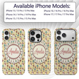 Cute Snowman Snow Globe Poinsettia Printed Design Custom Name Protective Phone Case Mobile Cover Durable Everyday Smartphone Shock Resistant