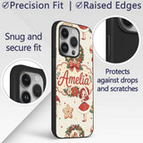 Cute Christmas Nutcracker Wreath Cake Candy Cane Custom Name Protective Phone Case Mobile Cover Durable Everyday Smartphone Shock Resistant