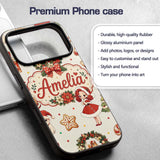 Cute Christmas Nutcracker Wreath Cake Candy Cane Custom Name Protective Phone Case Mobile Cover Durable Everyday Smartphone Shock Resistant